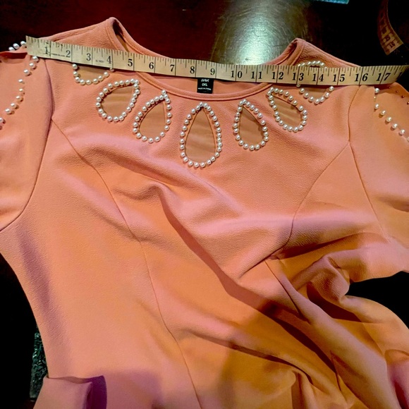 SHEIN Curve Women Pullover Dress Dusty Rose & Ivory Pearl detail Around Neck 0XL - Picture 6 of 16